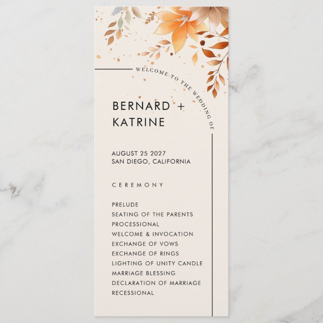 Simple  Wedding Program (Front)