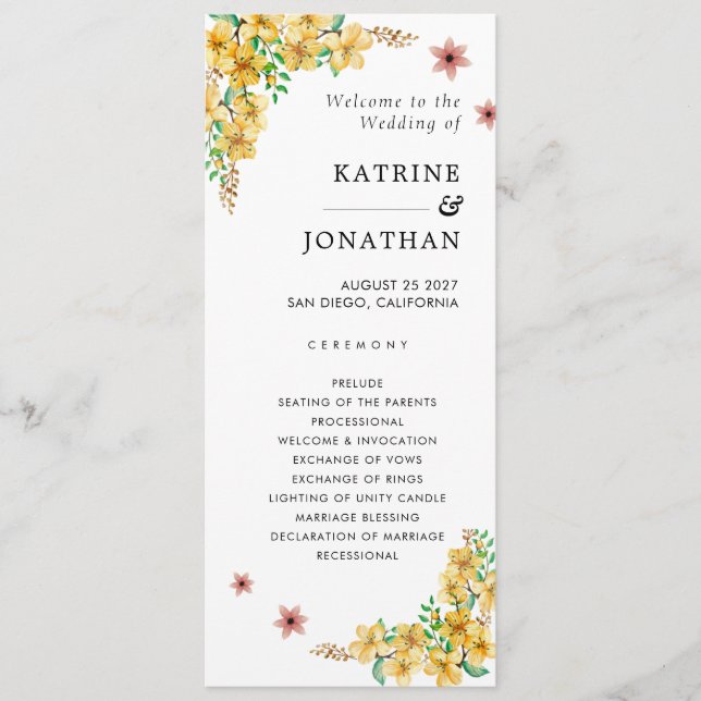 Simple  Wedding Program (Front)