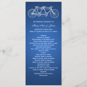 Simple Wedding Program Tandem Bike Blue