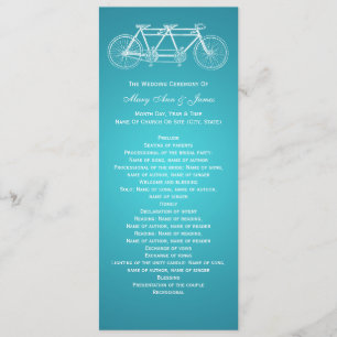 Simple Wedding Program Tandem Bike Turquoise