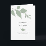 Simple Wedding Program Template Leaves<br><div class="desc">Create the perfect wedding programs with this simple and modern design, featuring elegant greenery accents in soft sage green. Use the easy-to-edit template fields to personalize your order of service, timeline, schedule, and itinerary, ensuring your guests stay informed throughout your special day. All colours—including the leaves—are fully customizable, allowing you...</div>