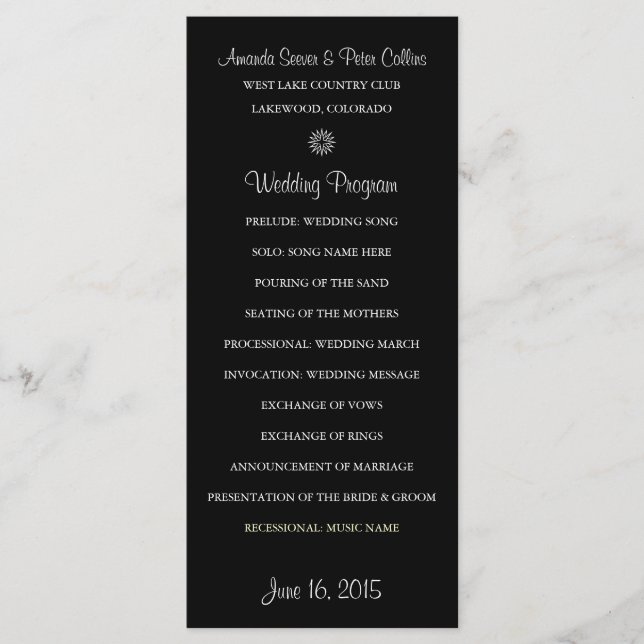 Simple Wedding Programs (Black) (Front)