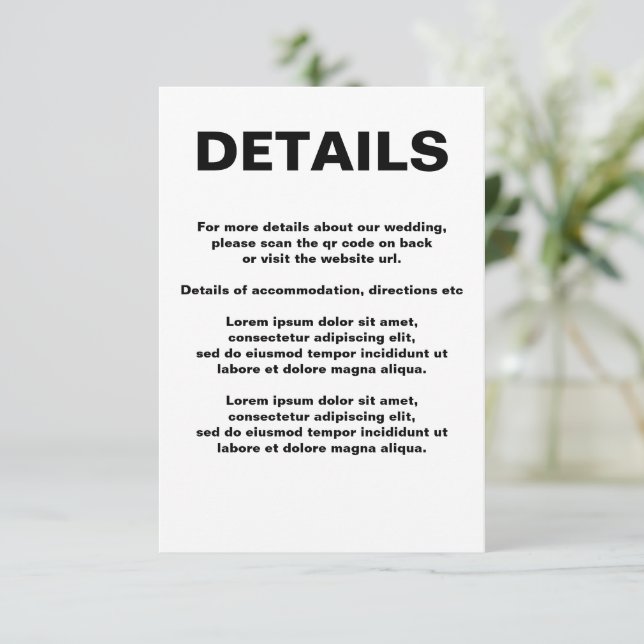 Simple Wedding QR Code Enclosure Card (Standing Front)