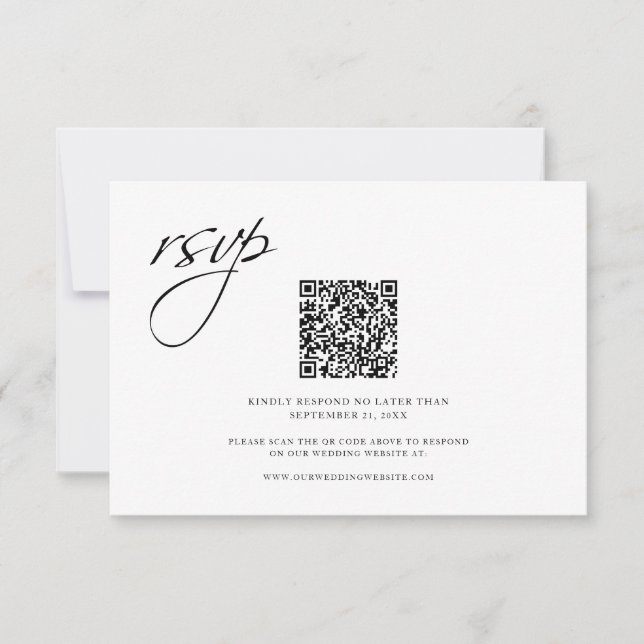 Simple Wedding QR Code Website RSVP Card (Front)
