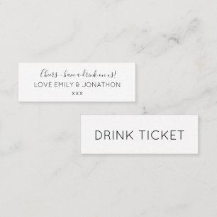 Simple Wedding Reception Black White Drinks Ticket