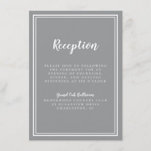 Simple Wedding Reception Grey Chic Framed White Enclosure Card