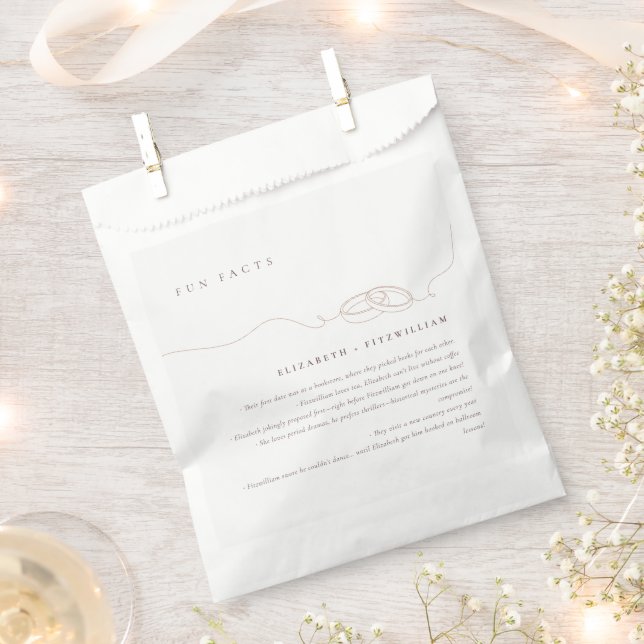 Simple Wedding Rings | Blush Pink Wedding Fun Fact Favour Bag (Clipped)