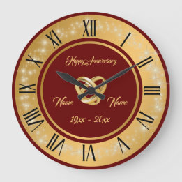 Simple Wedding Rings Customize Gold Anniversary Large Clock