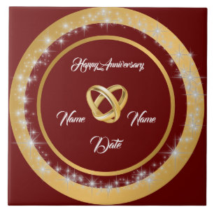 Simple Wedding Rings Customize Gold Anniversary  Tile