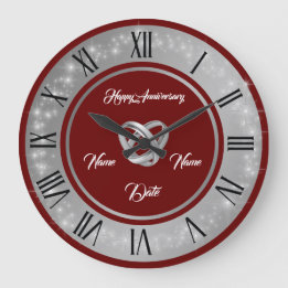 Simple Wedding Rings Customize Silver Anniversary Large Clock