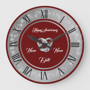 Simple Wedding Rings Customize Silver Anniversary Large Clock