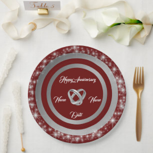 Simple Wedding Rings Customize Silver Anniversary Paper Plate