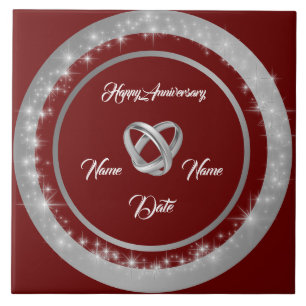 Simple Wedding Rings Customize Silver Anniversary Tile