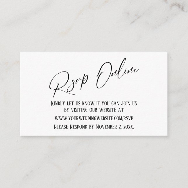 Simple Wedding RSVP Online Elegant Handwriting Enc Enclosure Card (Front)
