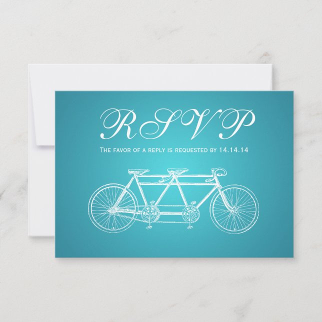 Simple Wedding RSVP Tandem Bike Turquoise (Front)