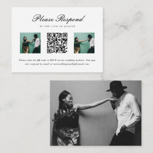Simple Wedding Rsvp with QR Code and Photo Grid Enclosure Card