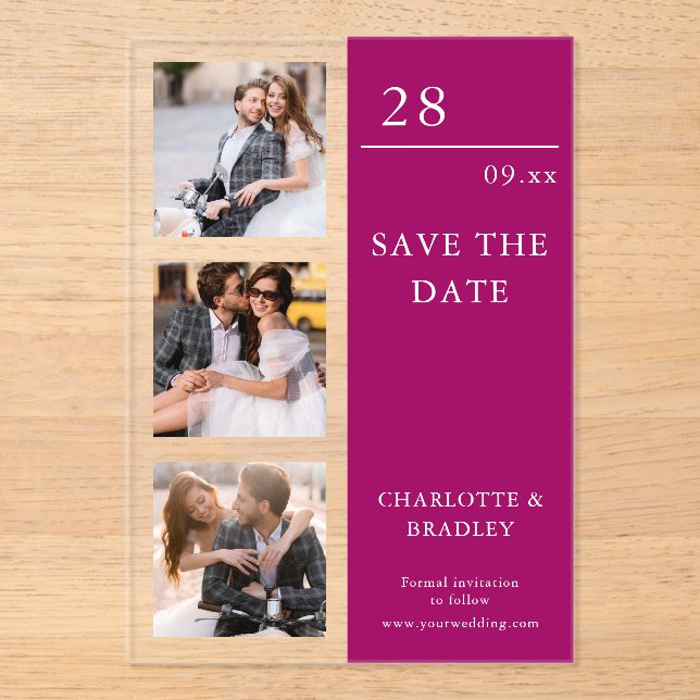 Simple Wedding Save The Date Photo Picture Acrylic Invitations (Front)