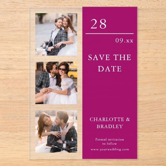 Simple Wedding Save The Date Photo Picture Acrylic Invitations (Front)