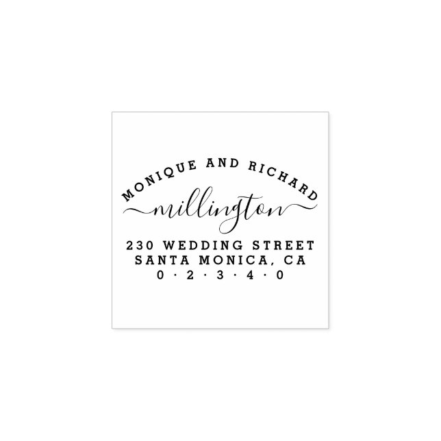 Simple Wedding | Script Family Name Return Address Rubber Stamp (Imprint)