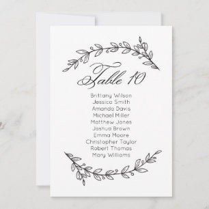 Simple wedding seating chart floral. Table plan 10 Invitation