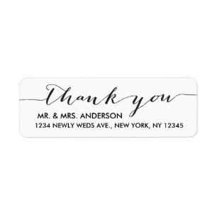 Simple Wedding Thank You Black White