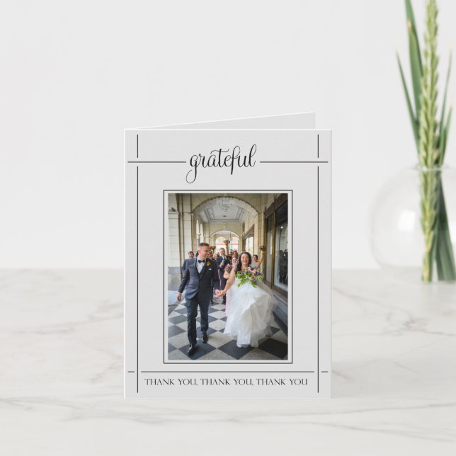 Simple Wedding Thank You Card - Grateful (Front)