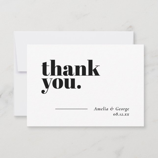 Simple Wedding Thank You Cards Flat Minimalist (Front)