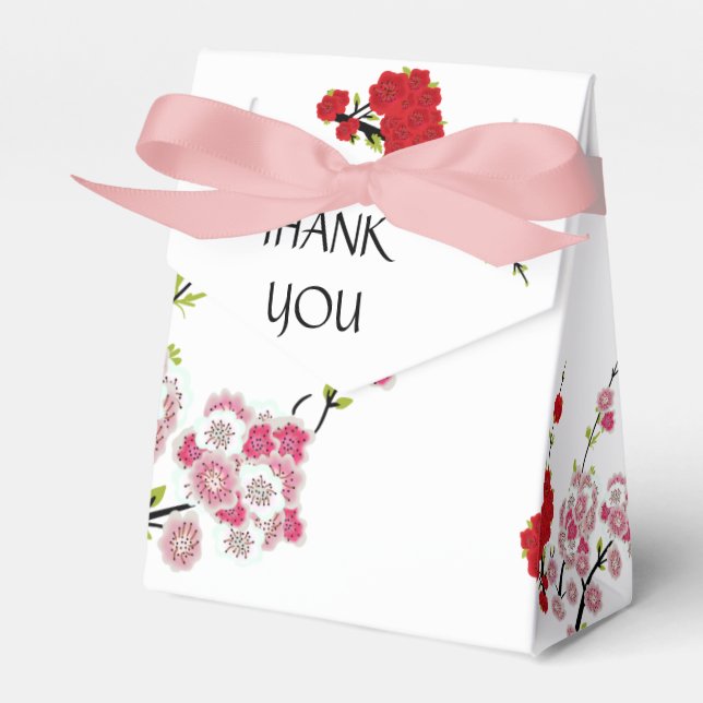 Simple Wedding Thank You Cherry Blossoms Favor Box (Front Side)
