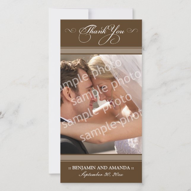 Simple Wedding Thank You Photocard (chocolate) (Front)