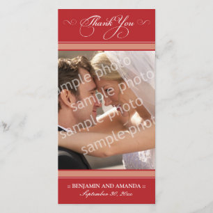 Simple Wedding Thank You Photocard (cranberry) Card