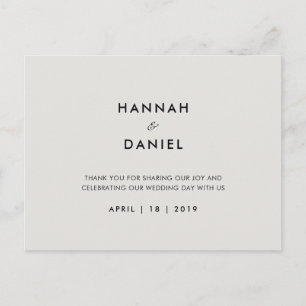 Simple Wedding Thank You Postcard