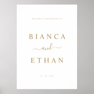 Simple Wedding Welcome Sign White and Gold