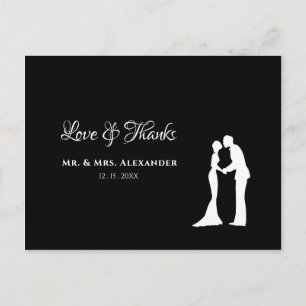 Simple Wedding You Thank You Black White Bride Gro Postcard