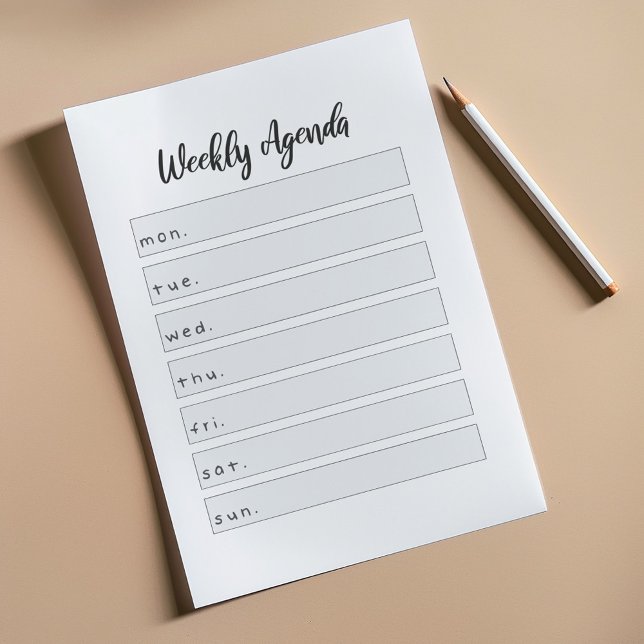 Simple weekly agenda post-it notes (Keep your week on track with this simple agenda. Write down your tasks, to do or shopping)