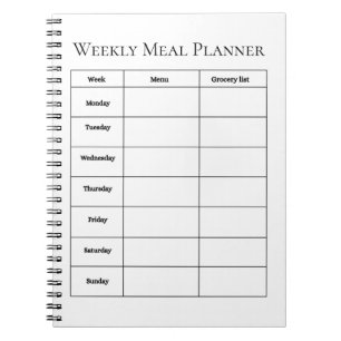 Simple Weekly Meal Planner Notebook