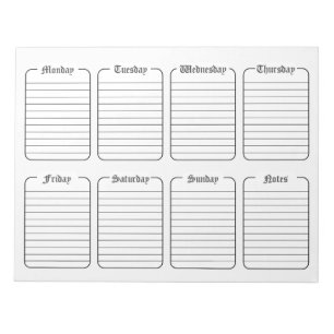 Simple Weekly Planner White Tear Away Calendar Notepad
