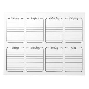 Simple Weekly Planner White Tear Away Calendar Notepad