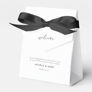 Simple Welcome Black & White Wedding Favour Box