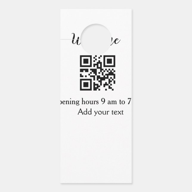 Simple welcome opening welcome barcode QR add name Door Hanger (Front)