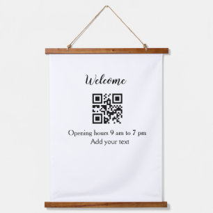 Simple welcome opening welcome barcode QR add name Hanging Tapestry