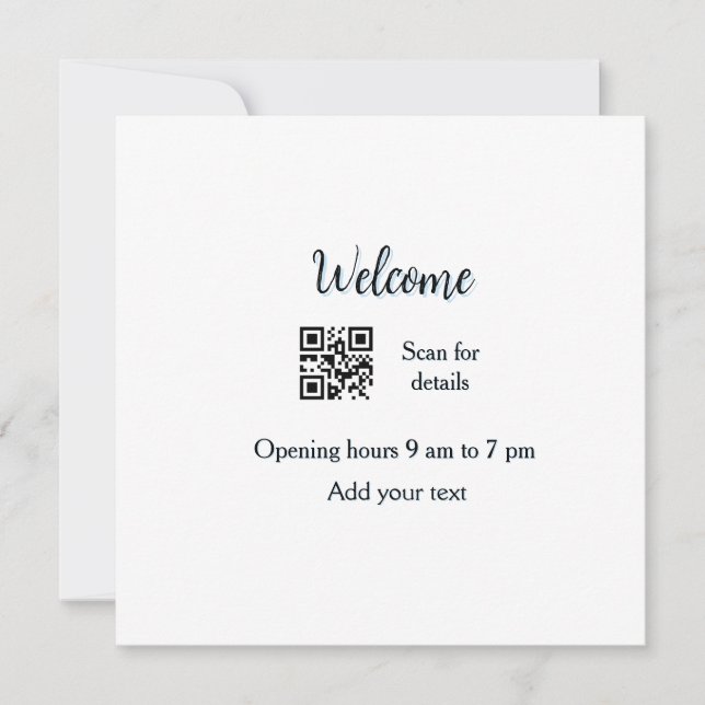 Simple welcome opening welcome barcode QR add name Invitation (Front)