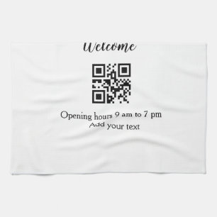 Simple welcome opening welcome barcode QR add name Kitchen Towel