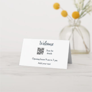 Simple welcome opening welcome barcode QR add name Place Card