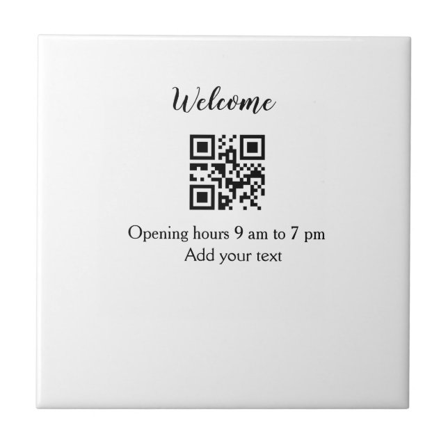 Simple welcome opening welcome barcode QR add name Tile (Front)