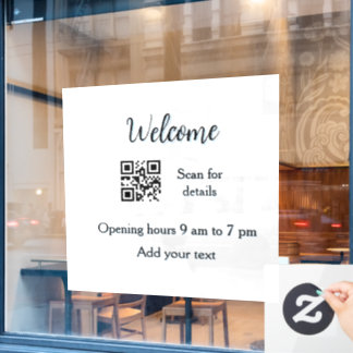 Simple welcome opening welcome barcode QR add name Window Cling