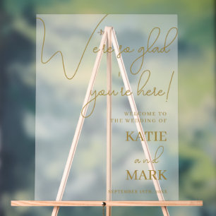 Simple Welcome To Our Wedding Frosted White & Gold Acrylic Sign