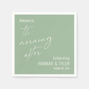 Simple Welcome to The Morning After Sage Green Napkin