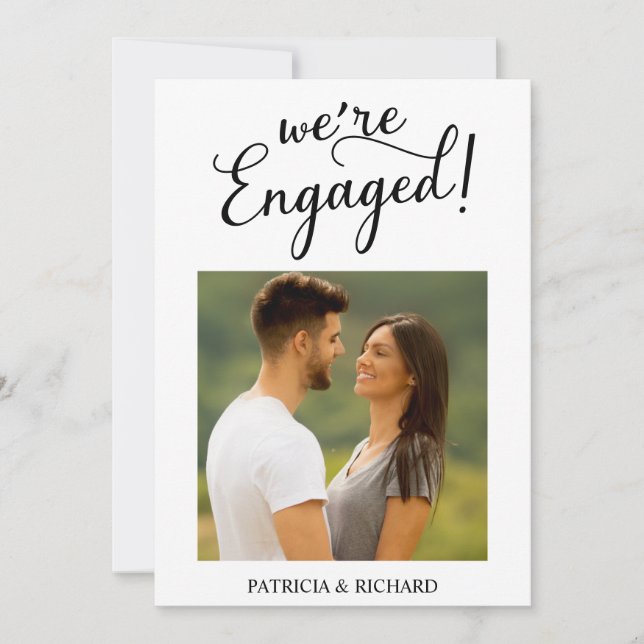 Simple We're Engaged Engagement Announcement Photo (Front)