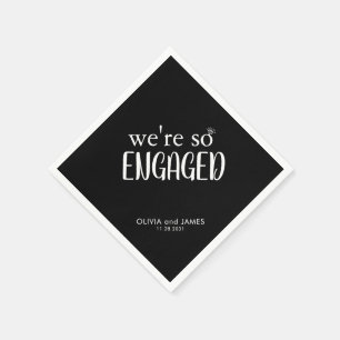 Simple We're So Engaged Diamond Ring Engagement Napkin