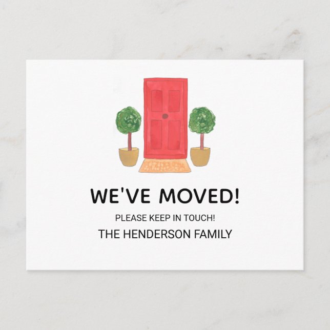 Simple We've Moved Red Door Announcement Postcard (Front)